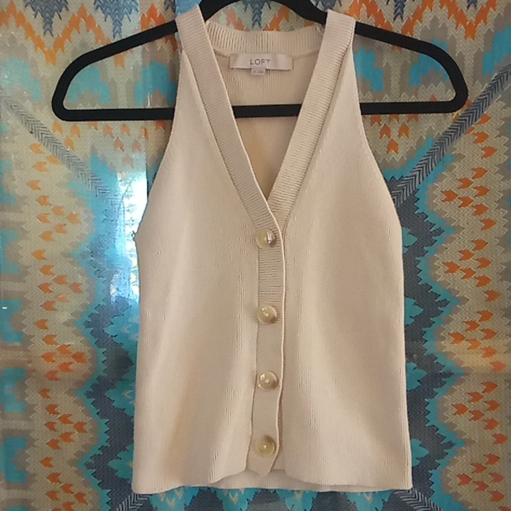 LOFT Beige Sleeveless Vest